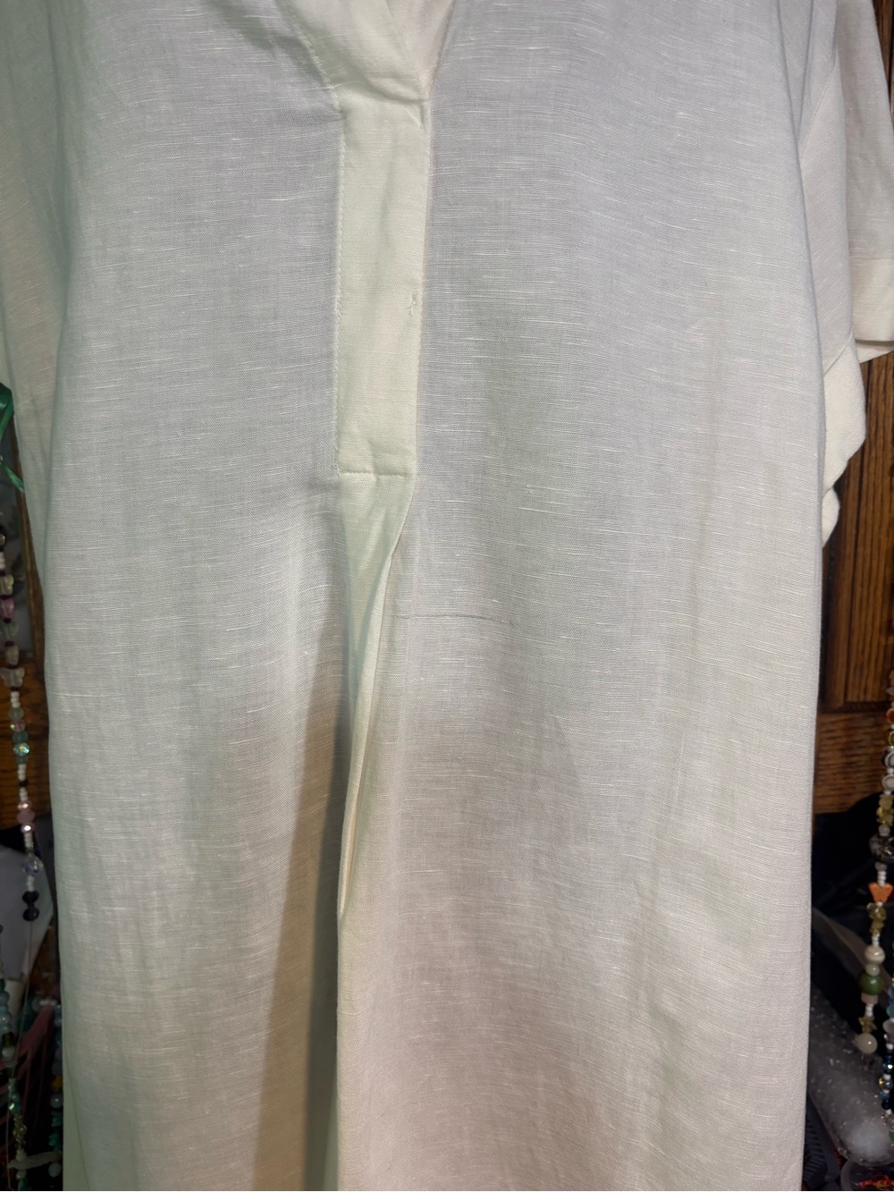 white H&M Linen-Blend V-Neck Tunic Dress xl - Picture 5 of 10